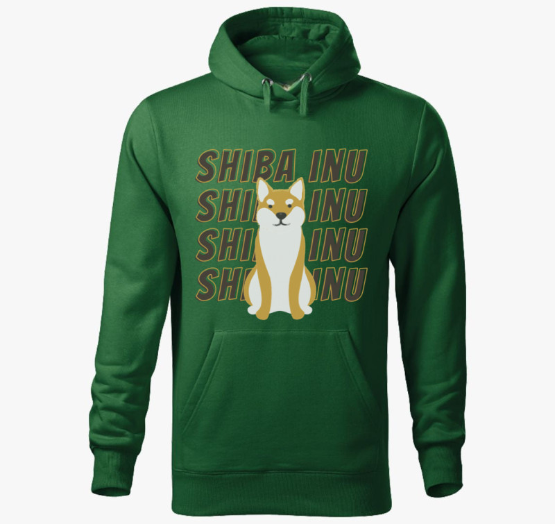 Shiba inu mintás kapucnis pulóver — Üvegzöld