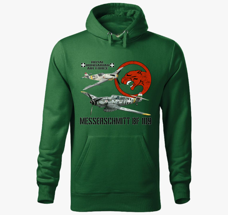 Messerschmitt BF 109 3 kapucnis pulóver — Üvegzöld