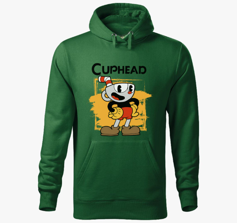 Cuphead kapucnis pulóver — Üvegzöld