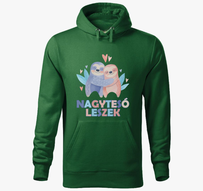 Nagytesó leszek - lajháros kapucnis pulóver — Üvegzöld