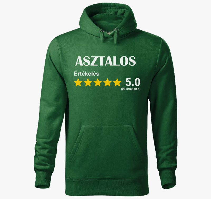 Asztalos értékelős kapucnis pulóver — Üvegzöld