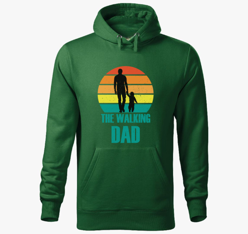 The walking dad mintás kapucnis pulóver — Üvegzöld