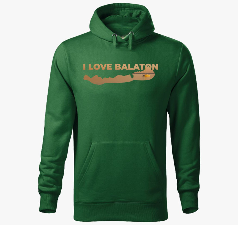 I Love Balaton kapucnis pulóver — Üvegzöld