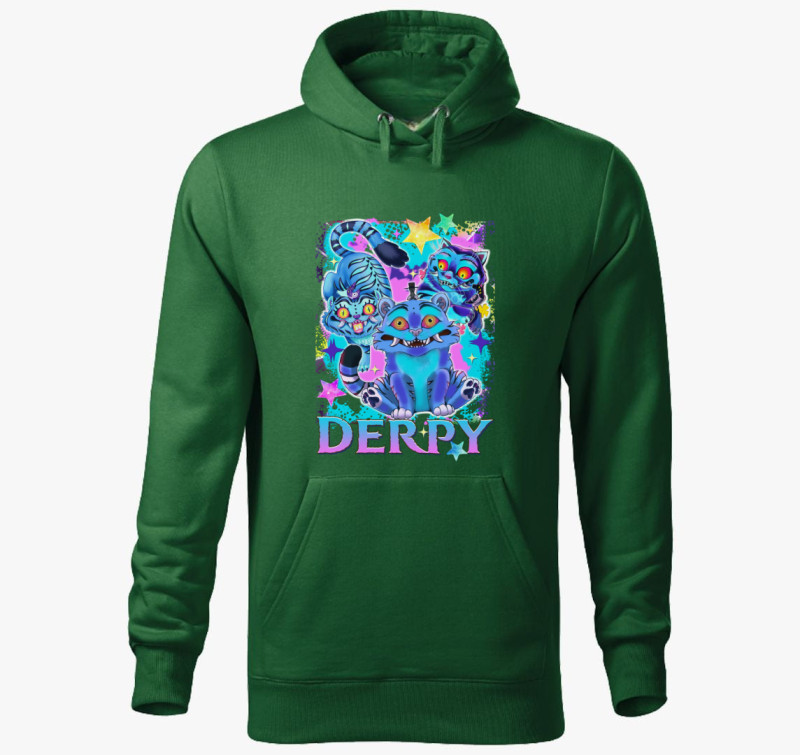Derpy monster kapucnis pulóver — Üvegzöld
