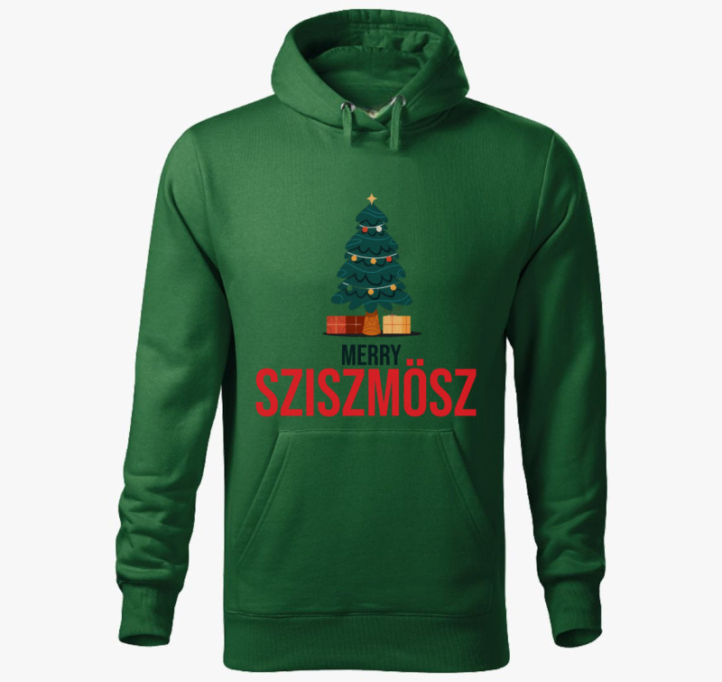 Merry Sziszmösz kapucnis pulóver — Üvegzöld