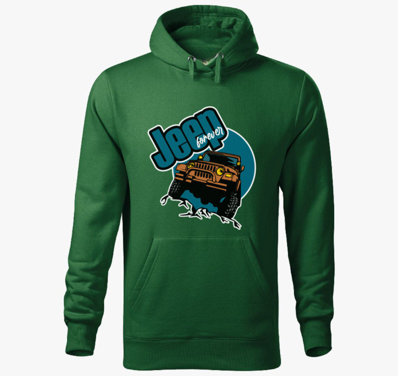 Jeep forever kapucnis pulóver — Üvegzöld