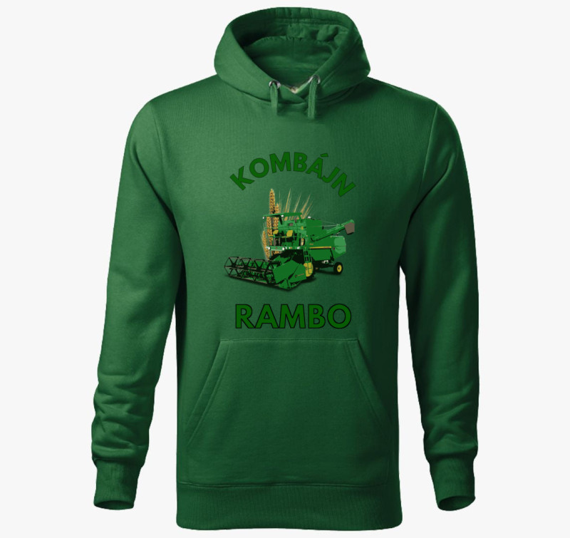 Kombájn rambo kapucnis pulóver — Üvegzöld