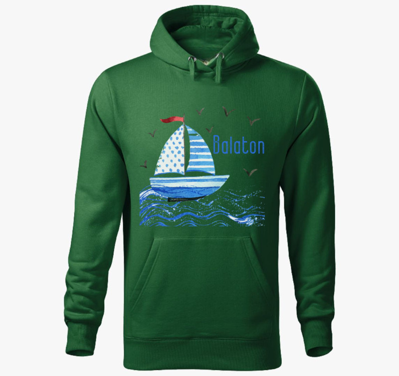 Vitorlás Balaton kapucnis pulóver — Üvegzöld