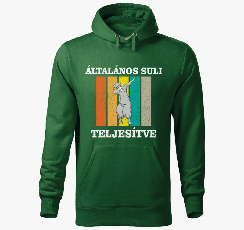 Általános suli teljesítve kapucnis pulóver — Üvegzöld