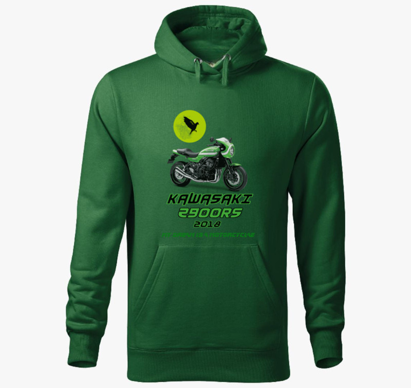 Kawasaki Z900RS 18 kapucnis pulóver — Üvegzöld