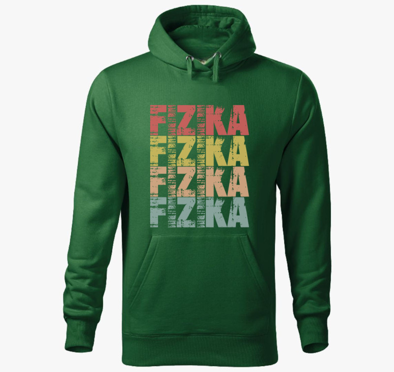 Fizika feliratos kapucnis pulóver — Üvegzöld
