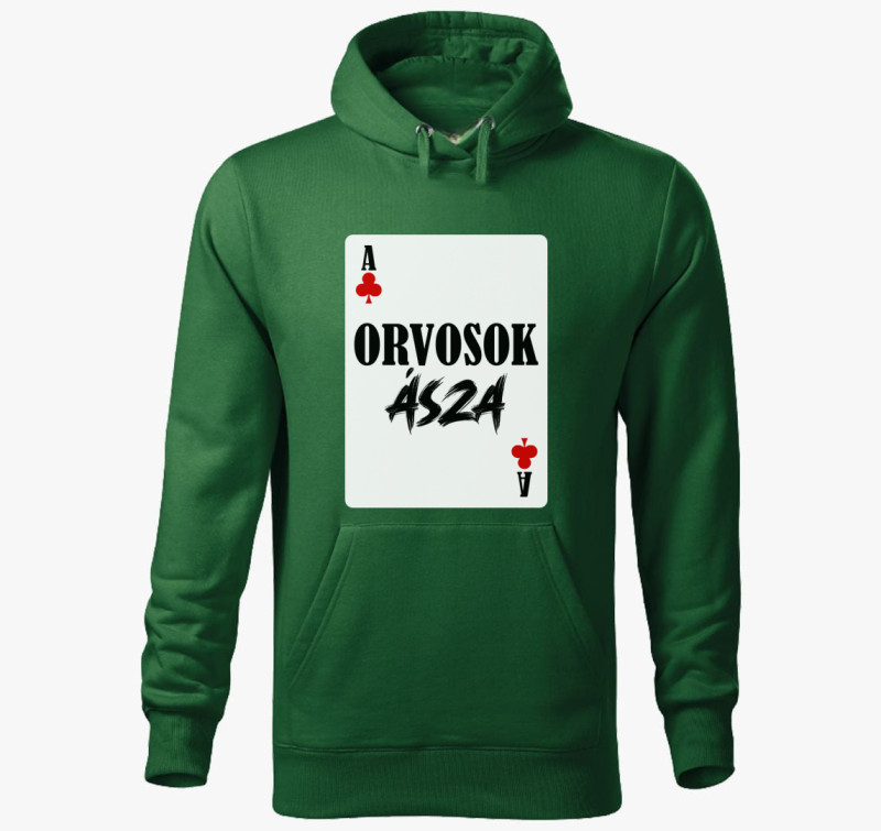 Orvosok ásza kártyás kapucnis pulóver — Üvegzöld