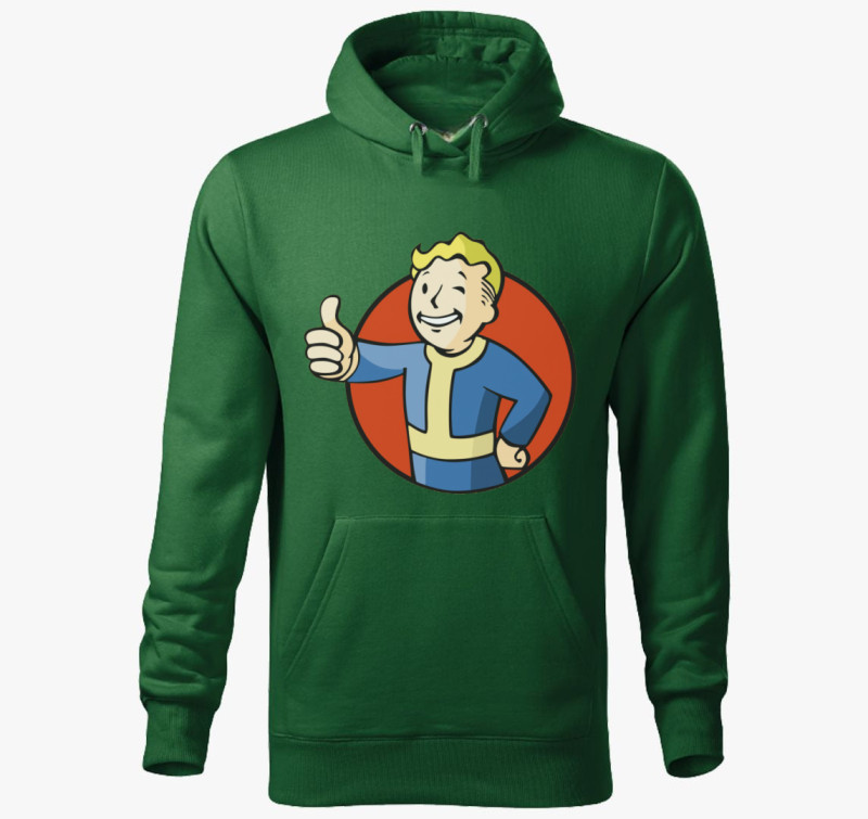 Fallout Vault Boy kapucnis pulóver — Üvegzöld