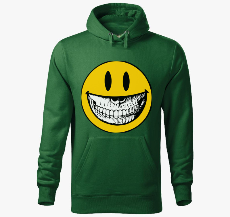 Koponyás smiley kapucnis pulóver — Üvegzöld
