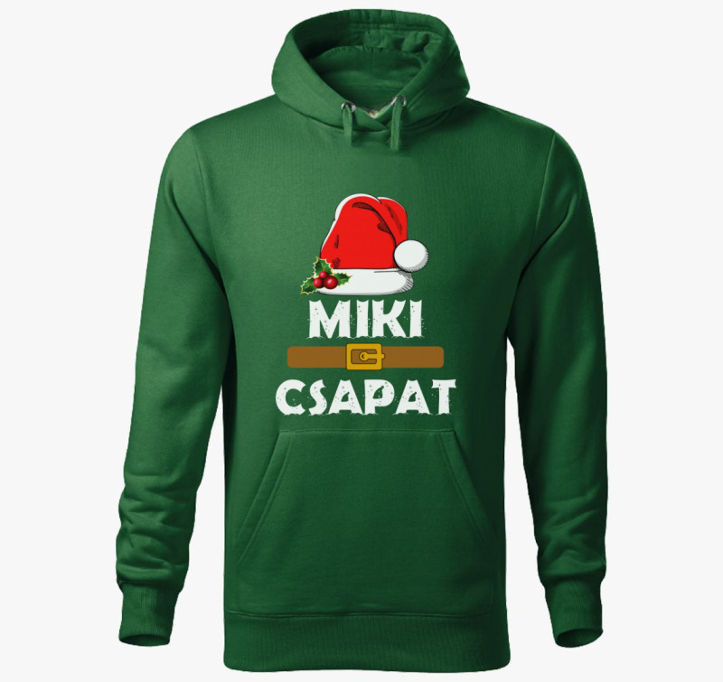Mikulás csapat kapucnis pulóver — Üvegzöld