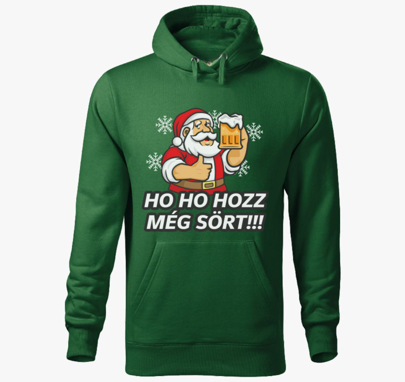 Ho ho hozz még sört kapucnis pulóver — Üvegzöld
