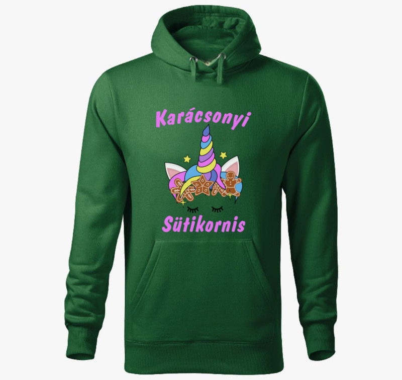 Karácsonyi sütikornis kapucnis pulóver — Üvegzöld