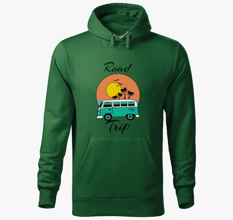 Road Trip Kisbuszos kapucnis pulóver — Üvegzöld