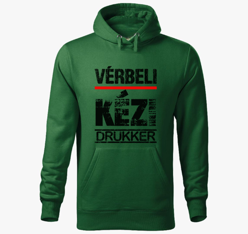 Vérbeli kézi drukker kapucnis pulóver — Üvegzöld