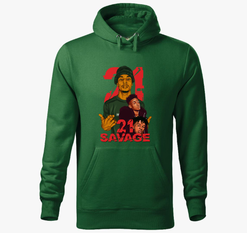 21 Savage 2.0 kapucnis pulóver  — Üvegzöld