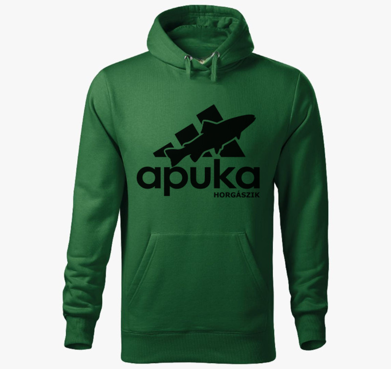 Apuka horgászik márkás kapucnis pulóver — Üvegzöld