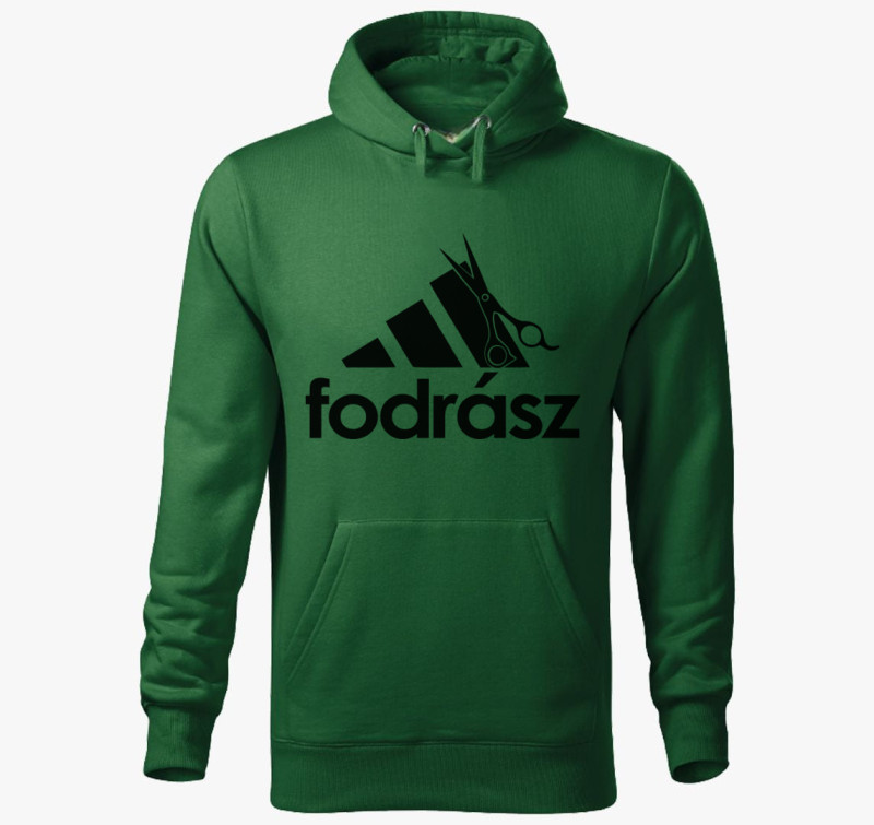 Fodrász márkás kapucnis pulóver — Üvegzöld