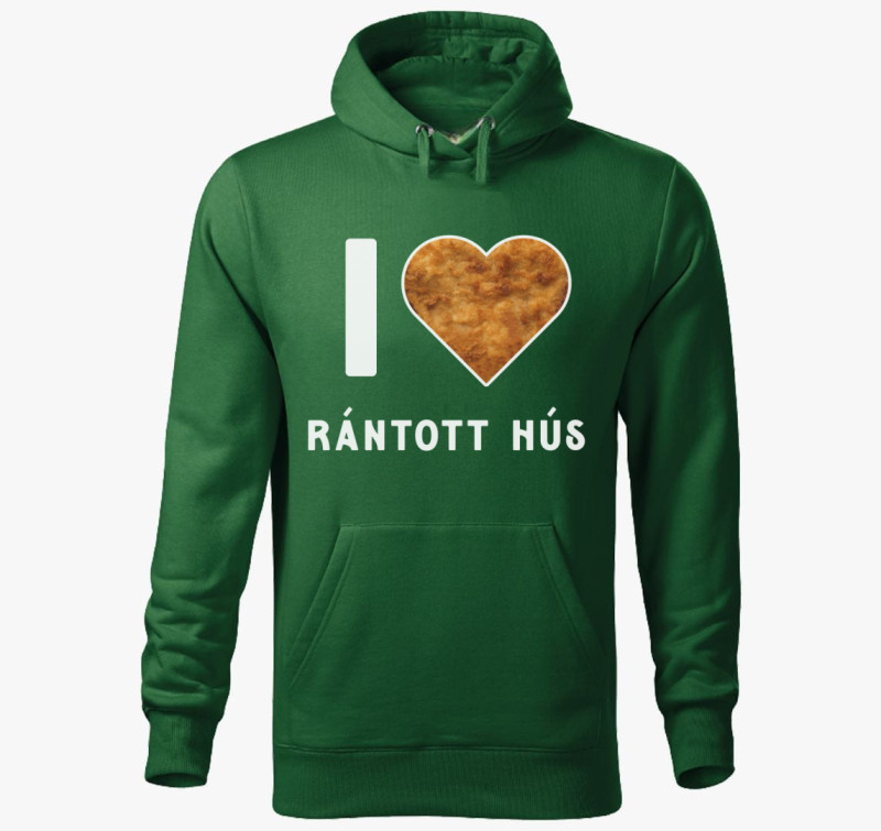 I love rántott hús kapucnis pulóver — Üvegzöld