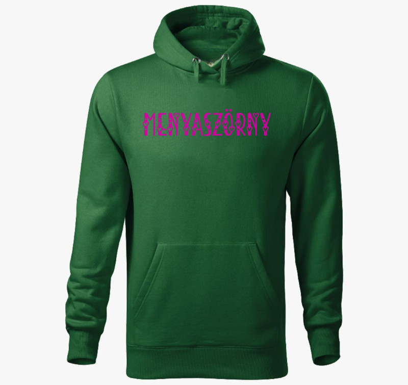 Menyaszörny pink kapucnis pulóver — Üvegzöld