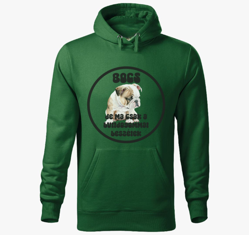 Bulldogommal beszélek kapucnis pulóver — Üvegzöld