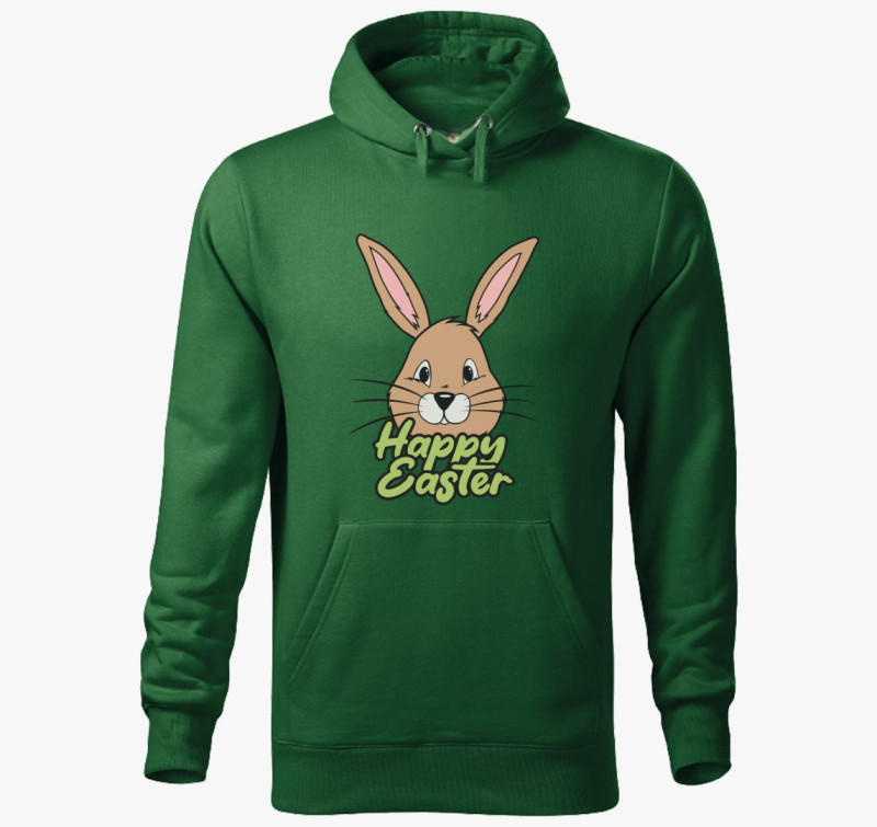 Happy Easter nyuszi kapucnis pulóver — Üvegzöld