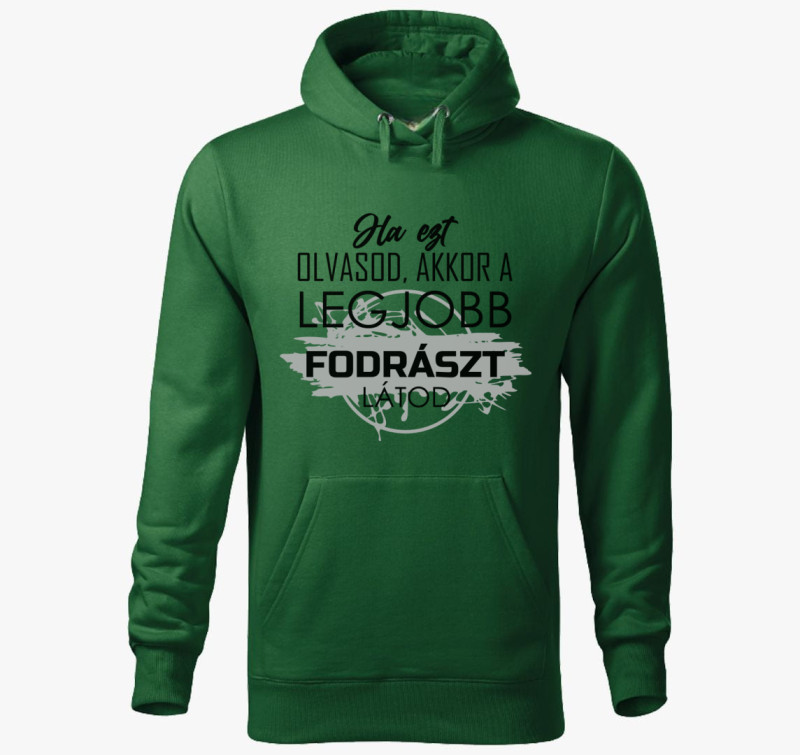 Legjobb fodrász kapucnis pulóver — Üvegzöld
