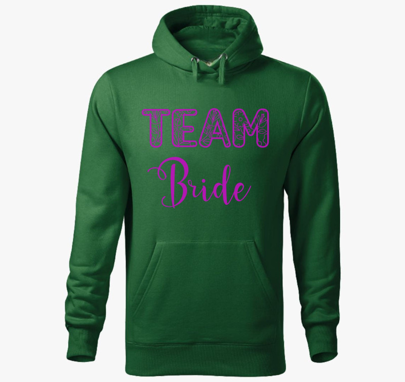 Team Bride kapucnis pulóver — Üvegzöld