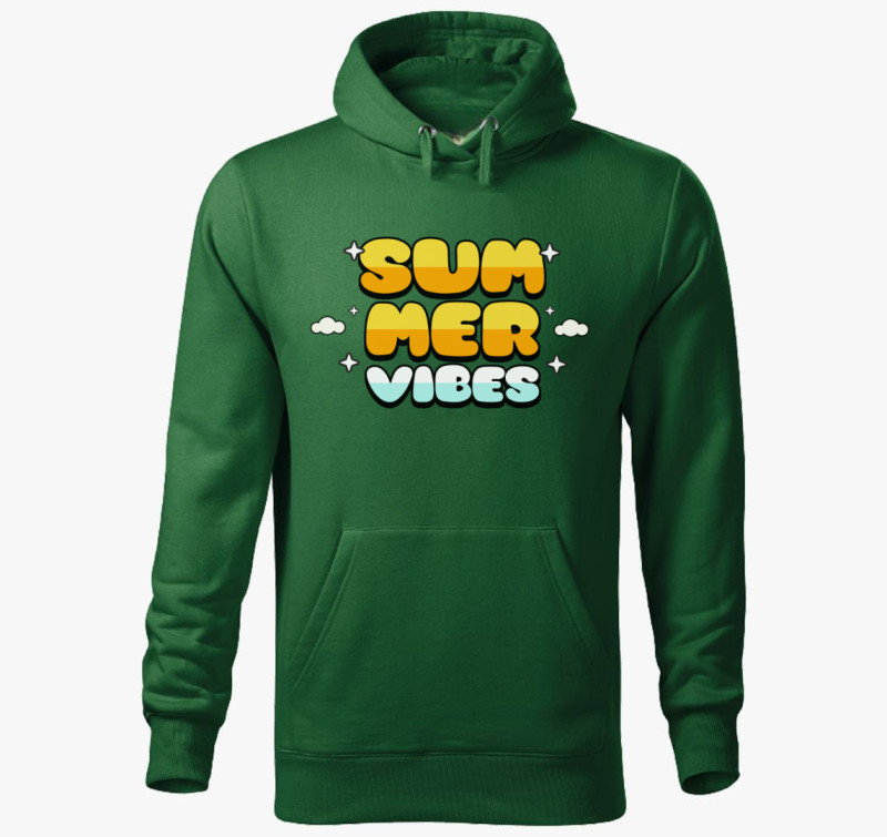Summer vibes kapucnis pulóver — Üvegzöld