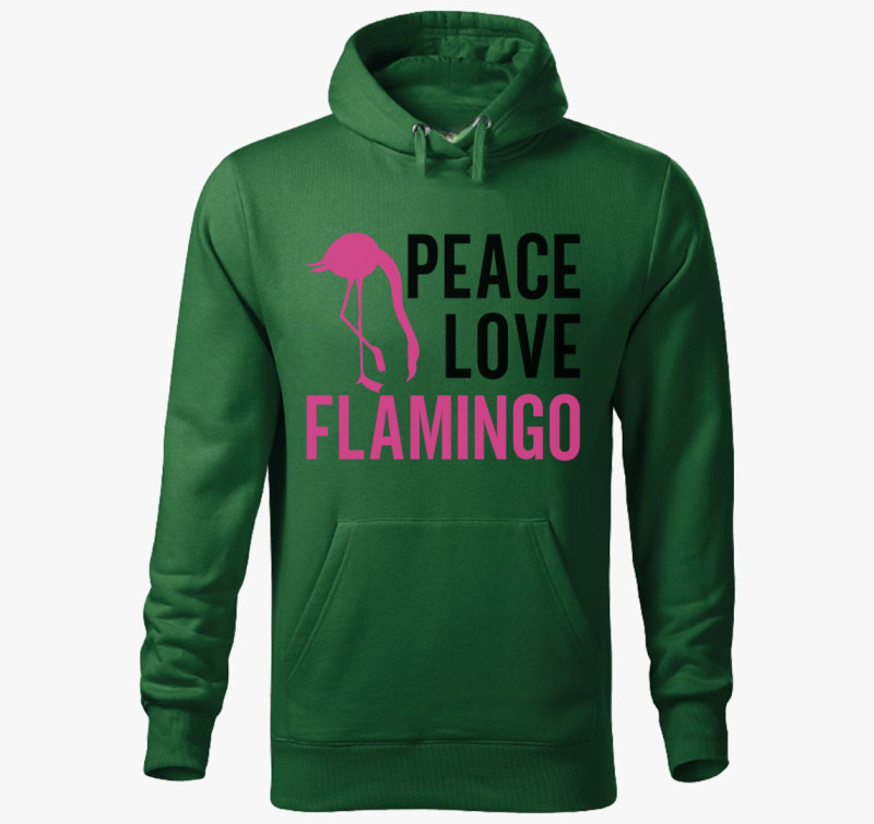Flamingo peace kapucnis pulóver — Üvegzöld