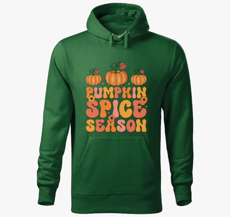Pumpkinspice kapucnis pulóver — Üvegzöld