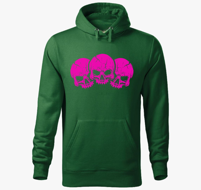 3 pink skulls kapucnis pulóver — Üvegzöld