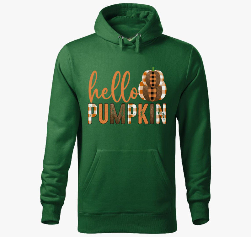 Hello pumpkin kapucnis pulóver — Üvegzöld