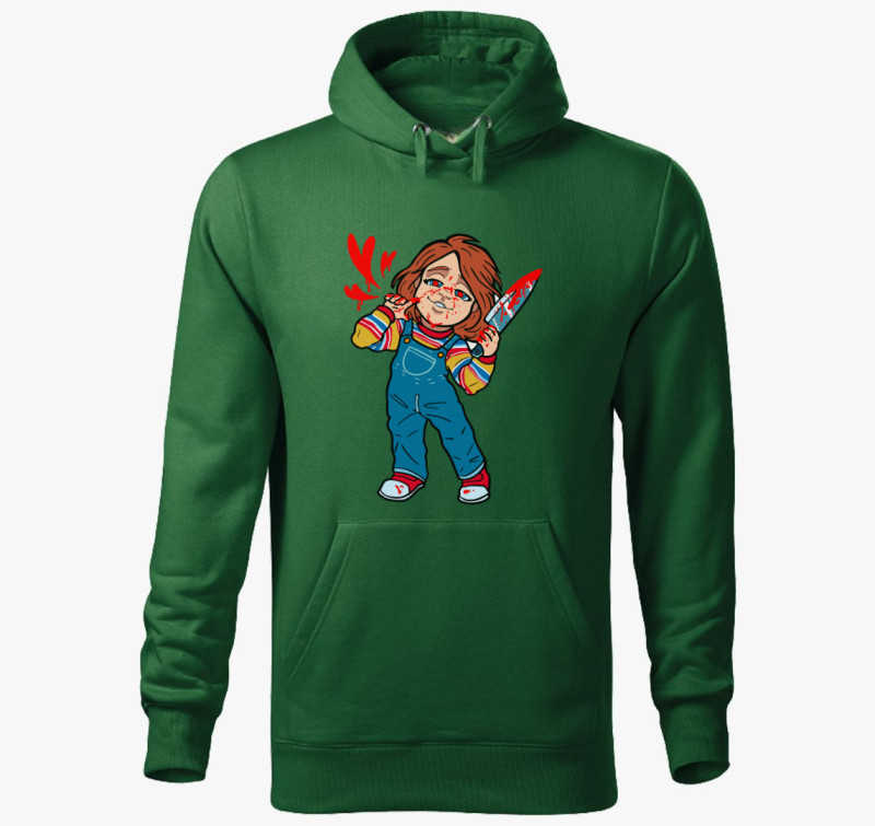 Kawaii Chucky kapucnis pulóver — Üvegzöld