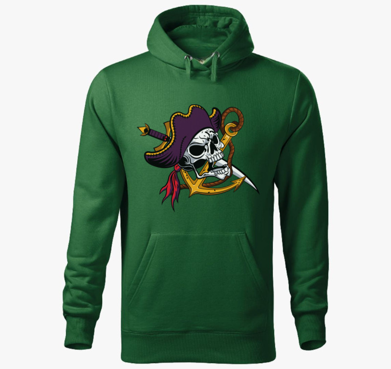 Pirate skull 4 kapucnis pulóver — Üvegzöld