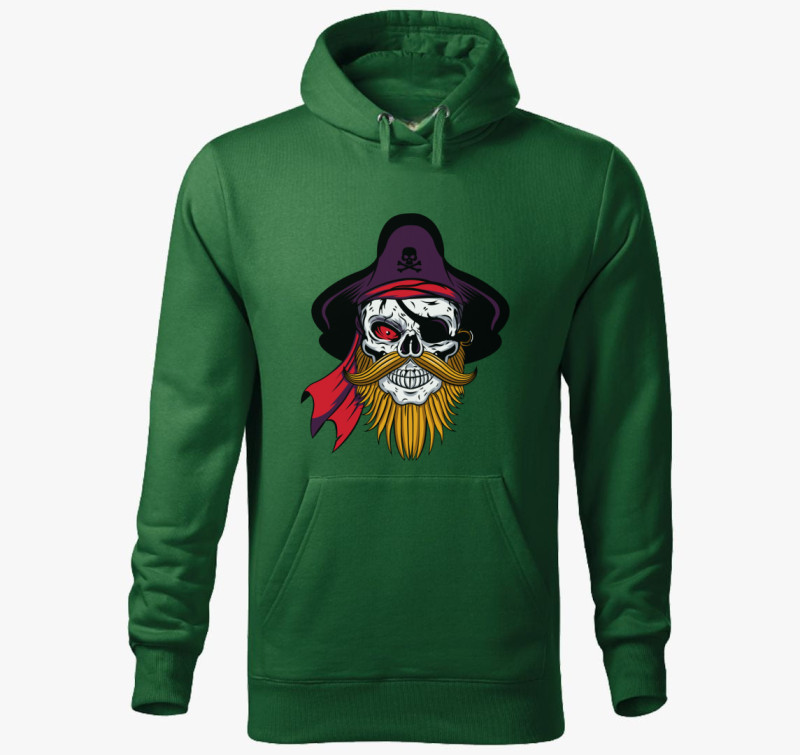 Pirate skull 6 kapucnis pulóver — Üvegzöld