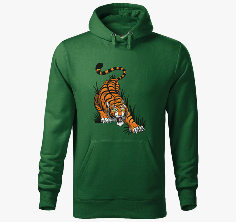 Tiger kapucnis pulóver — Üvegzöld