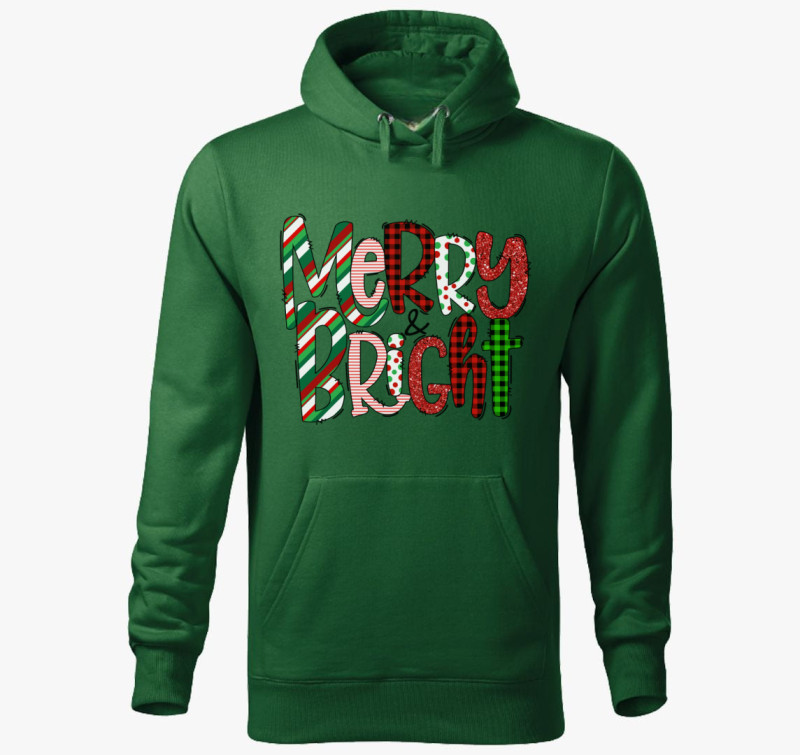 Merry bright kapucnis pulóver — Üvegzöld