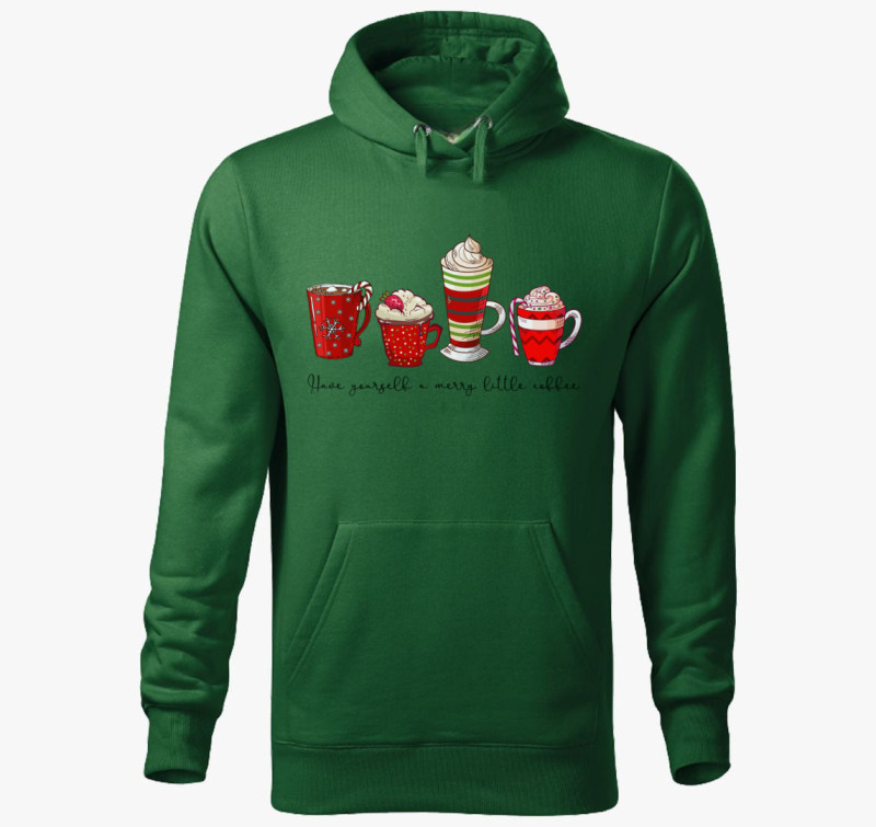 Merry coffee kapucnis pulóver — Üvegzöld