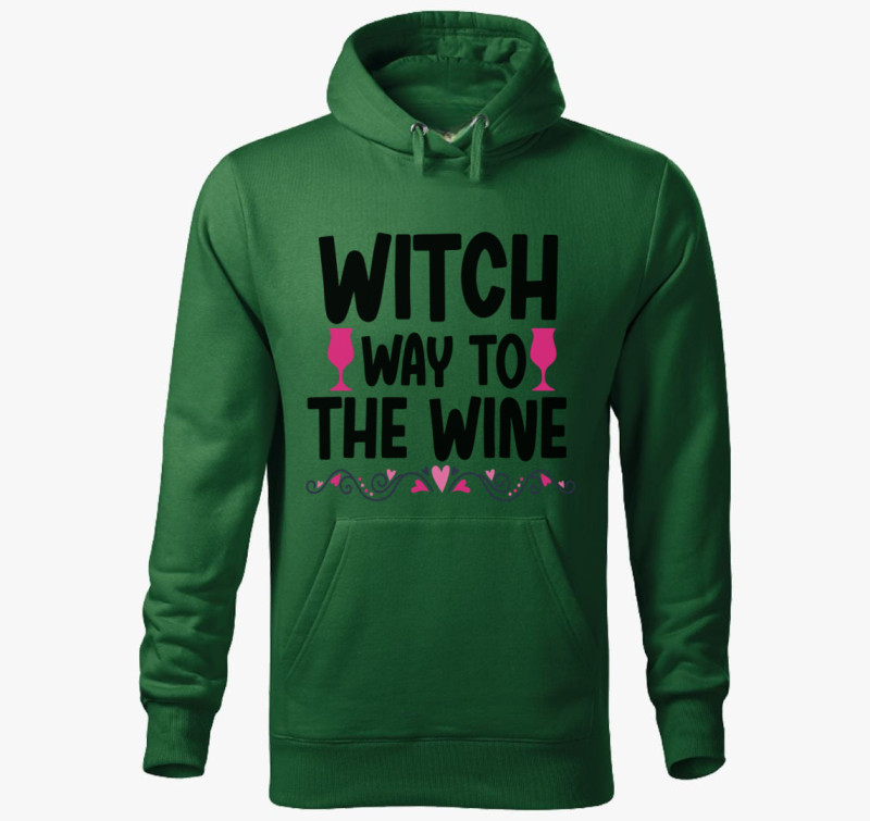 Witch wine kapucnis pulóver — Üvegzöld