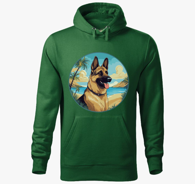 German Sheperd kapucnis pulóver — Üvegzöld