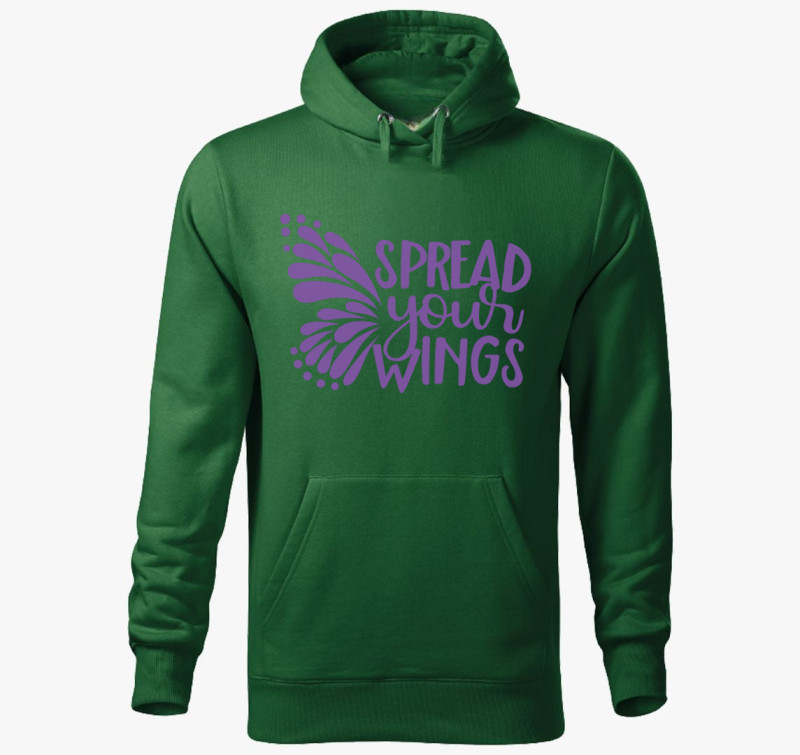 Spread wings lila kapucnis pulóver — Üvegzöld