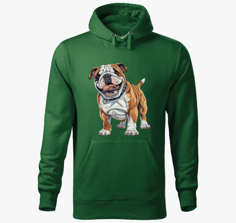 Mini bulldog kapucnis pulóver — Üvegzöld