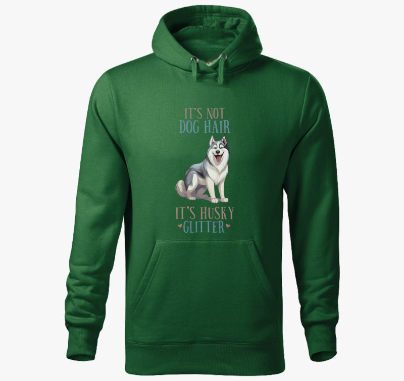 Husky glitter kapucnis pulóver — Üvegzöld