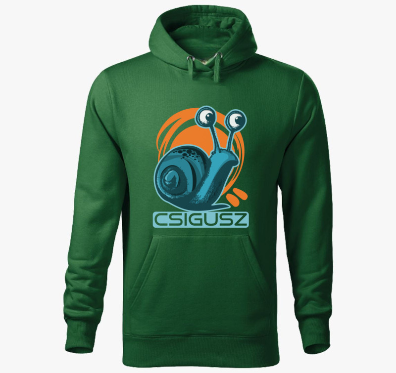 Csigás kapucnis pulóver — Üvegzöld
