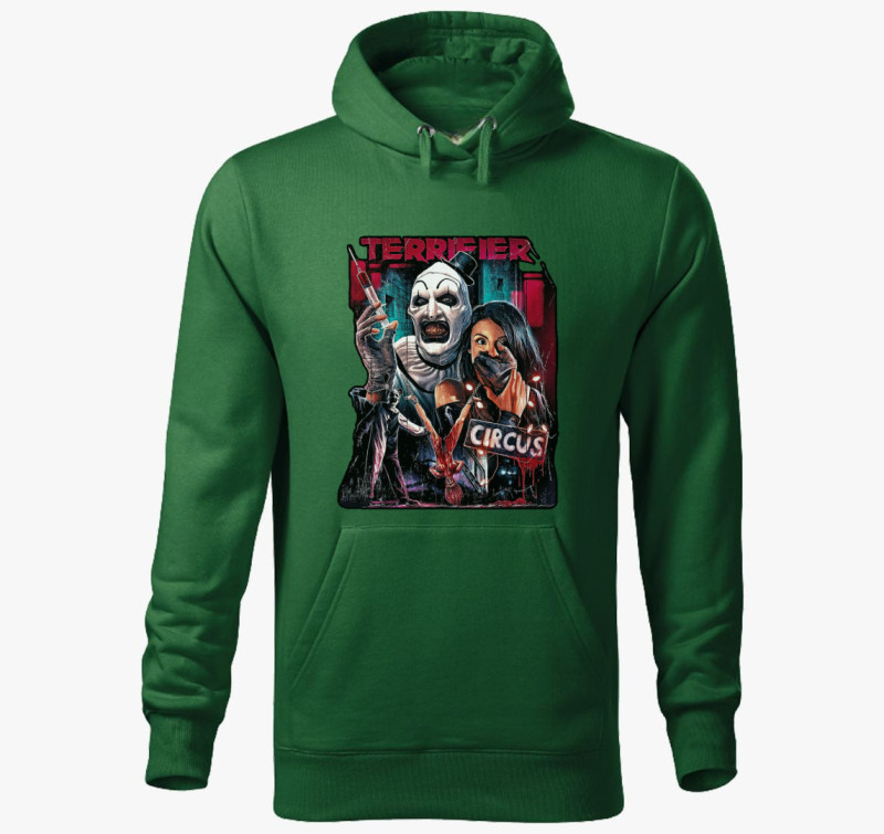 Terrifier circus kapucnis pulóver — Üvegzöld